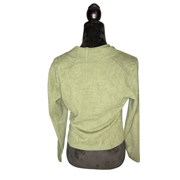 BLANK NYC Women's sz Medium Green Drape Front Faux Suede Jacket 2-in-one - Picture 4 of 10